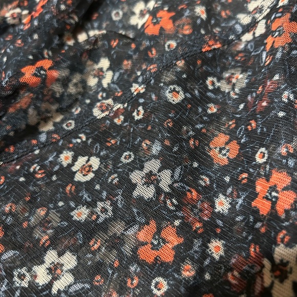 FREE PEOPLE Sheer Balloon Sleeve Floral Top Size Small - Picture 5 of 6